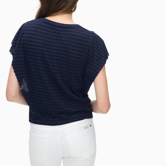 NWT Splendid French Stripe Ruffle Top, sz XS YELLOW - Picture 3 of 8